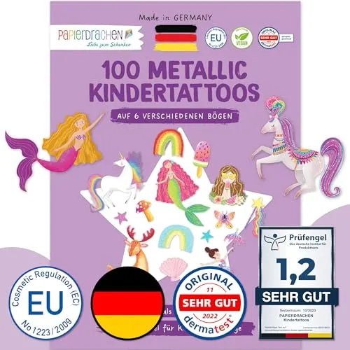 Papierdrachen 100 Metallic-Tattoos zum Aufkleben von Papierdrachen