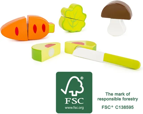 Gemüse-Set Schneideset 9-teilig Holz Karotte: ca. 10 x 4,5 x 2 cm