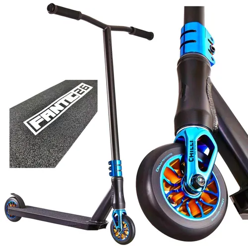Chilli Pro Reaper Stunt-Scooter Ocean Chrome - 84cm - Cityroller & Kickboards, ideal für Tricks und Parkfahrten, mit leichtem Design und maximalem Benutzergewicht von 100kg.