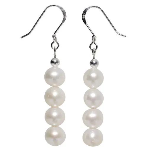 Ohrringe Ohrhänger aus jeweils 4 SüÃŸwasser Perlen Zuchtperlen weiÃŸ 925 Silber Ohrschmuck