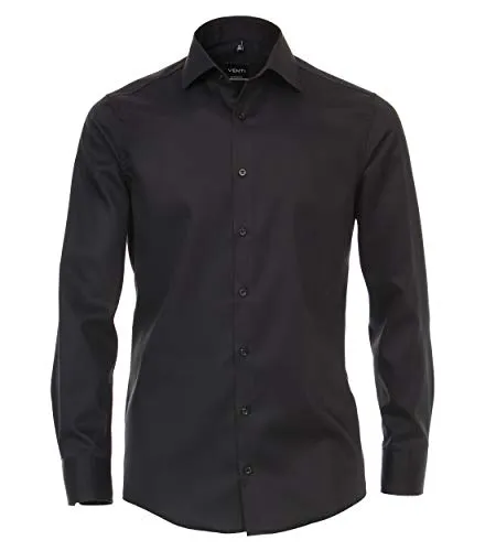 VENTI Businesshemd uni, Herren, Gr. 40, schwarz - Elegantes Businesshemd aus 100% Baumwolle, bügelfrei und modern fit. Ideal für stilvolle Kombinationen mit Stoffhosen oder Chinos. Perfekt für den Business-Alltag!
