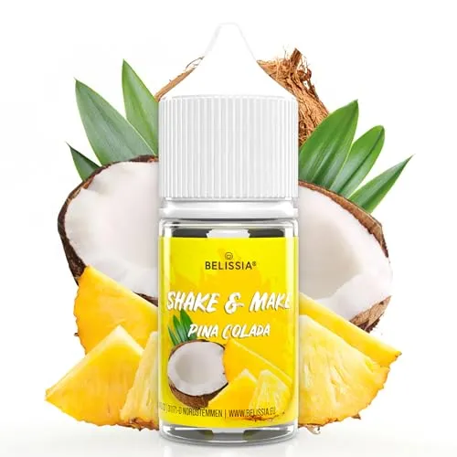 Belissia Shake and Make Pina Colada - 30ml hochdosiertes Lebensmittelaroma - zum Nachfüllen - Für Backen, Speisen, Getränke, Shakes, DIY & Raumduft - Vegan & ohne Zusatzstoffe