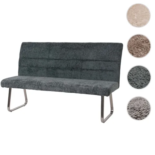 Sitzbank HWC-G55, Esszimmerbank aus Edelstahl mit Chenille-Stoff - Moderne Sitzbank für den Innenbereich, 160 cm breit und ideal für Esszimmer oder Flur. Aus hochwertigem Chenille-Stoff für optimalen Sitzkomfort.