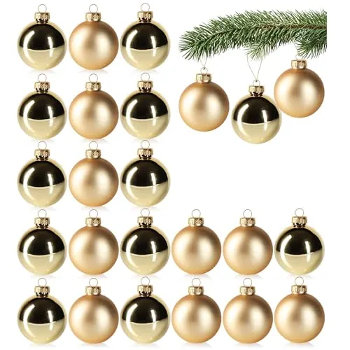 com-four® 24x Christbaumkugeln - Weihnachtskugeln aus echtem Glas für Weihnachten - Baumschmuck für die Weihnachtstanne - Ø 6 cm