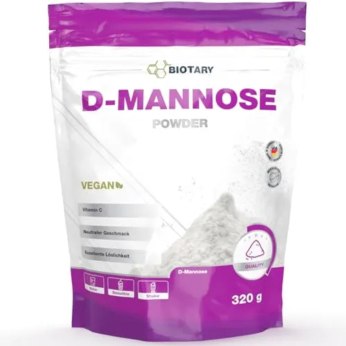 D-Mannose Pulver – 2000 mg Tagesportion – 320 g – mit Vitamin C – inclusive Pillenbox – Laborgeprüft – Vegan – Premium Qualität – 100% Natürlich – Ohne Zusätze