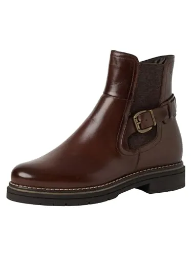Tamaris Damen Stiefel aus Leder in Braun, Größe 41 - Elegante Damenstiefel aus hochwertigem Leder mit weichem Fußbett für individuellen Komfort. Praktischer Reißverschluss und elastische Einsätze sorgen für ein müheloses An- und Ausziehen sowie perfekten Sitz.