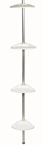 Spirella Teleskop Badregal Duschecke Duschregal 4 Ablagen Höhenverstellbar von 235 bis 280cm Weiß - Made in Germany