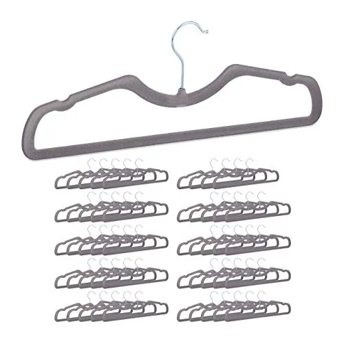 Kleiderbügel Samtkleiderbügel 50 Stück - Platzsparende und rutschsichere Samtbügel in Grau, ideal für Hemden, Kleider und Jacken. Perfekt für ein ordentliches und stilvolles Kleidersystem.