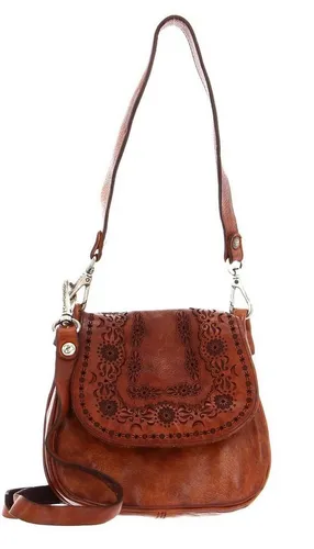 Campomaggi Schultertasche Crossbody Small S - Elegante Schultertasche aus hochwertigem Rindsleder mit floralem Design. Verstellbarer Schulterriemen für individuellen Tragekomfort. Ideal für den täglichen Einsatz und stets griffbereit.