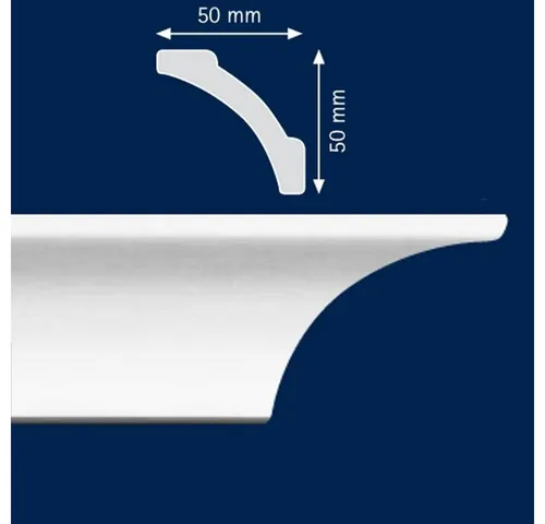 PROVISTON Stuckleiste Polystyrol, 50 x 50 x 2000 mm, Weiß, Deckenleiste, Kleben, Polystyrol