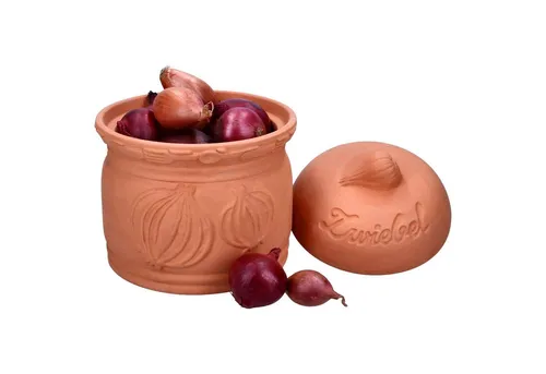 MamboCat Vorratsglas Terra Zwiebeltopf mit Deckel Ø 17,8cm aus Terrakotta Aufbewahrungsbox, Ton