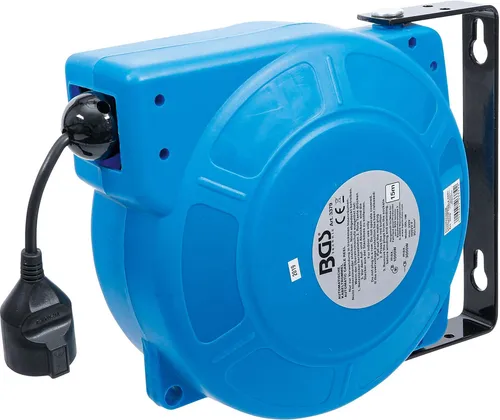 BGS Automatische Kabeltrommel 1000 W - Kabeltrommel mit 15 m Kabel, max. 3000 W, IP 34 Schutzart für sicheren Einsatz im Innen- und Außenbereich.