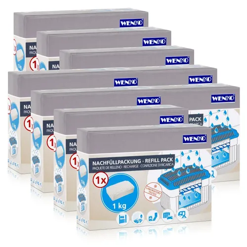 WENKO Luftentfeuchter Nachfüllpack 1kg - 9x Granulat - Luftentfeuchter für optimale Raumluft, schützt vor Schimmel und Feuchtigkeit, ideal für Räume bis 50 m², geräuschlos und ohne Stromverbrauch.