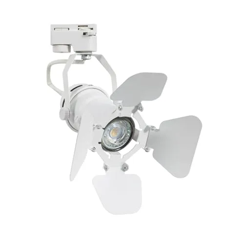 LEDKIA LIGHTING - 3-Phasenstromschiene Strahler Kuranga | 360º Drehbar | Aluminium für Langlebigkeit | GU10-Fassung (Glühbirne nicht enthalten) | Ideal für Galerien & Geschäfte, Weiß, Aluminium