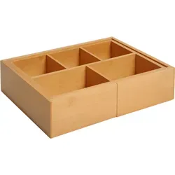 HOMCOM Aufbewahrungsbox  Ordnungsbox Schubladen, Organizer ausziehbar, Bambus, Natur, 24,6 x 17,6 x 7 cm  Aosom