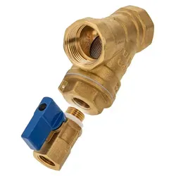 tecuro Schrägsitz-Schmutzfänger G 3/4 Zoll (DN 20) mit Entleerungsventil, Edelstahlsieb 0,5 mm Maschenweite, Messing