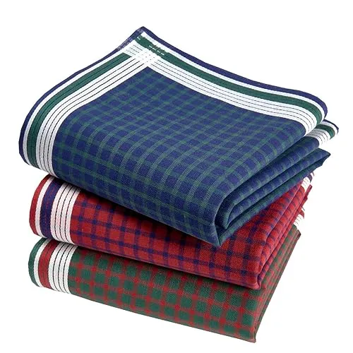 Taschentücher aus hochwertigem Stoff, 100 % gekämmte Baumwolle, 45 cm x 45 cm, 3 Stück, Modell A15