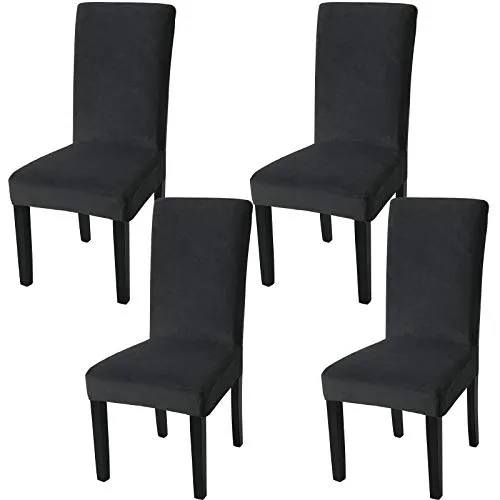 Fuloon Stuhlhussen Samt, Universal Stuhlüberzug,4er Set Stretch Stuhlbezug Protector Cover, Abnehmbar Waschbar Chair Cover für Hotel, Esszimmer, Zeremonie, Bankett Hochzeit Party