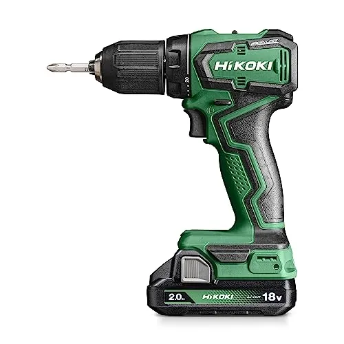 HiKOKI DS18 DDWRZ Bohrschrauber 18 V - Akkuschrauber mit bürstenlosem Motor und 55 Nm Drehmoment, inkl. 2x 2,0 Ah Akku und Ladegerät – ideal für präzises Arbeiten und lange Laufzeiten.