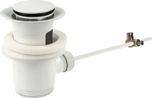 tecuro Exzenter Ab- und Überlaufgarnitur Messing weiß RAL 9010 - Sanitärinstallation mit höhenverstellbarem Stopfen und Haarsieb, ideal für Waschtische mit Überlauf und kompatibel zu gängigen Siphons.