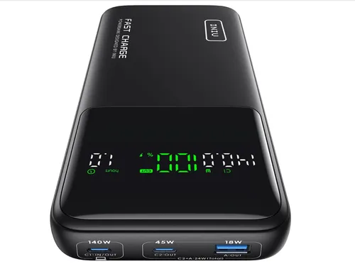 INIU Power Bank 27000mAh 140W - Externer Handyakku mit 140W PD 3.1 für superschnelles Laden von Laptops und Smartphones. Ideal für unterwegs, flugzeugzulässig und mit 3 Anschlüssen für gleichzeitiges Laden.