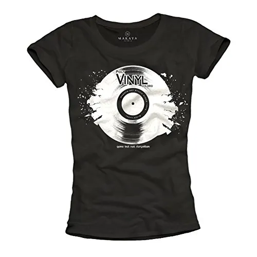 Musik T-Shirt für Frauen Schallplatte schwarz Größe M