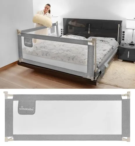 Primabobo Bettgitter Set 3 Stück Grau – 2x 200 cm + 1x 140 cm für sicheren Rausfallschutz