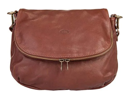 piké Umhängetasche aus echtem Leder für Damen - Slouch-Look, Made in Italy - Elegante Umhängetasche aus 100% Rindleder im Slouch-Look, ideal für einen stilvollen Casual-Look. Mit praktischem Reißverschluss und vielseitig verstellbarem Schultergurt für optimalen Tragekomfort.