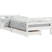 vidaXL Kinderbett mit Schubladen Weiß 80x200 cm - Kinderbett aus massivem Kiefernholz mit praktischen Schubladen für Ordnung im Kinderzimmer. Ideal für Kinder ab 4 Jahren, sorgt für eine erholsame Nachtruhe.