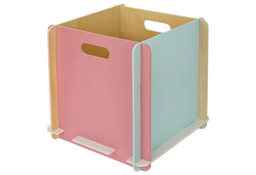 HMF Aufbewahrungsbox Praktische Spielzeugkiste aus Holz zum Zusammenstecken (1 St), Holzbox passend für Kallax, 32 x 32 x 32 cm, Mehrfarbig