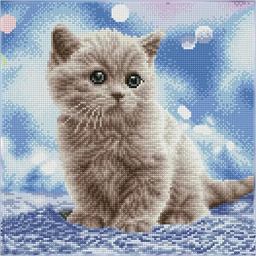 Diamond Dotz Squares Katze Bubbles - Kreatives Bastelset - Bastelset für kreative Katzenliebhaber, ideal für entspannende Stunden und beeindruckende Kunstwerke.