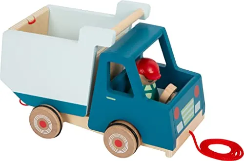 Small Foot Nachzieh-Fahrzeug Kipplaster - Holzspielzeug mit kippbarer Mulde, fördert spielerisch die Feinmotorik und sorgt für Lauflern- und Motorikschulung. Ideal für kleine Kinderhände und robust für stundenlangen Spielspaß!