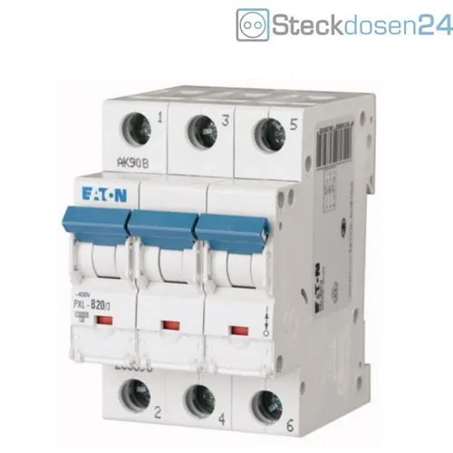 Eaton PXL-B20/3 LS-Schalter 3-pol B20A - Leitungsschutzschalter für Wohnungs- und kommerzielle Anwendungen, 3-polig, 20A, 10kA Bemessungsschaltvermögen, zuverlässig und sicher für Ihre Elektroinstallation.