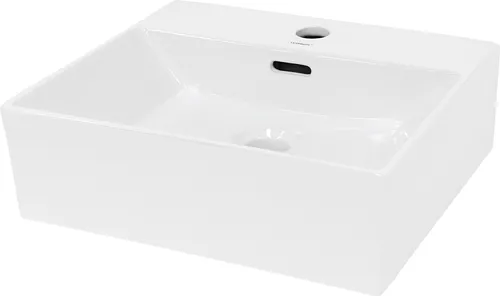 ECD Germany Waschbecken 415x360 mm - Elegantes Aufsatzbecken aus Keramik - Waschbecken aus hochwertiger Keramik mit modernem eckigem Design, ideal für stilvolle Badezimmer und Gäste-WCs. Robust und leicht zu reinigen.