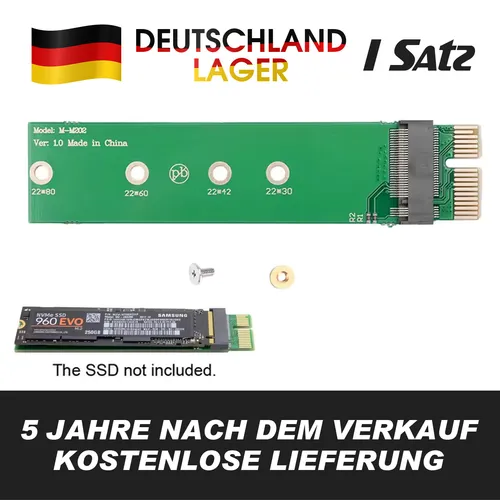 M.2 M2 NVMe SSD zu PCI-E PCI-Express PCIe x1 Adapter Konverter Karte M, M+B Key