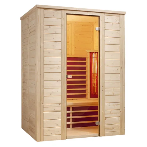Infraworld Infrarotkabine Vario Natura 148 - Sauna für 2 Personen mit Flächenheizung und VITALlight-ABC-Strahler, individuell einstellbare Strahlungsintensität für optimale Entspannung und Gesundheit.