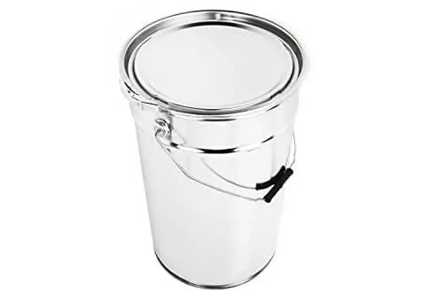 BenBow Weißblecheimer 10x 25 L mit Deckel und Spannring - luftdicht, undurchsichtig, leer, rund - Aufbewahrungsbehälter mit Metallhenkel