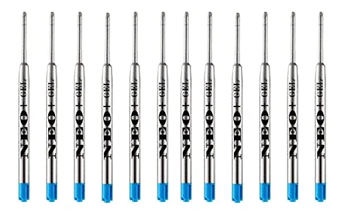 Hochwertige Ersatzfüllung für Kugelschreiber, feine Spitze 0,5 mm, 12 Stück. Sie ist auch mit Parker-Stift kompatibel (12 x BLAU GEL)