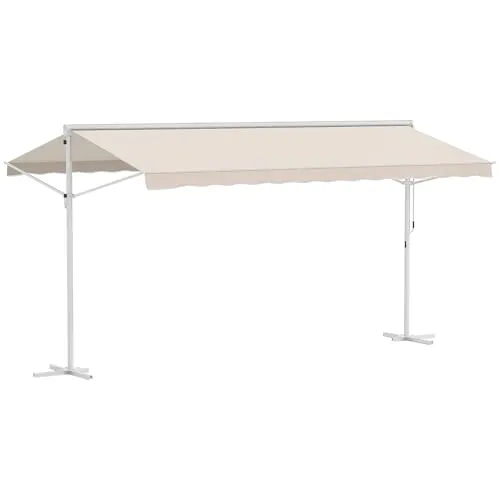 Outsunny Tischgrill - Cremeweiß - Pavillon für Garten und Terrasse, ideal für schattige Grillabende mit einfacher Handhabung und anpassbarem Neigungswinkel.