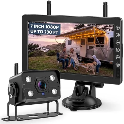 VASTEND Rückfahrkamera Kabellos mit 7 Zoll IPS Monitor (VE-7B) | 1080P Funksystem für Pferdeanhänger & Viehanhänger – stabile Rückansicht beim Rangieren und Tiertransport