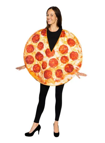 Maskworld Kostüm Party Pizza Outfit - Einzigartiges einteiliges Pizza Kostüm in leuchtendem Gelb, perfekt für Fasching und Karneval. Ideal für Erwachsene, die Spaß und gute Laune verbreiten möchten!
