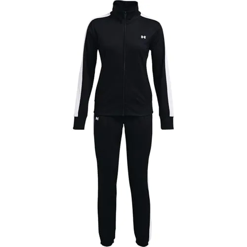 Under Armour Tricot Trainingsanzug Damen - Schwarz, Größe XXL - Trainingsbekleidung aus geschmeidigem Stricktrikot mit aufgerauter Innenseite für optimalen Tragekomfort. Schnelltrocknendes Material und praktische Seitentaschen für aktive Frauen.