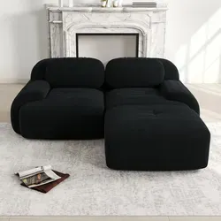 82'' Ecksofa aus weichem Cordstoff, modular kombinierbar mit gebogenen Armlehnen, ohne Montage, hochelastische Schaumstoffpolsterung für Wohnzimme...
