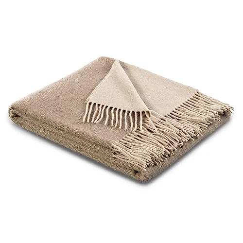 Traumschloss Naturhaar Wohndecke, Kuscheldecke, beige, 130x170cm, aus Wolle und Kaschmir