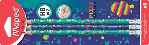 Maped Bleistift PIXEL PARTY mit Radierer HB 6er Blister