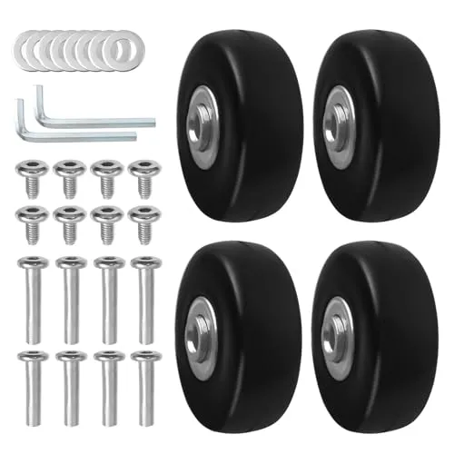 Hevysuo 4 Stück Kofferrollen Ersatzrollen 50mm x18mm,Gummi Gepäckkoffer Rad Koffer Universal Ersatz Räder für Koffer Trolleys Luggage Skates