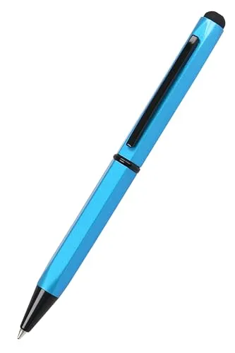 𝗢𝗡𝗟𝗜𝗡𝗘 Kugelschreiber Hexagon Stylus Blau, sechseckiger Kugelschreiber aus Aluminium, auswechselbare D1-Mine, Schreibfarbe blau, Stift mit Touchpen, 1 Stück