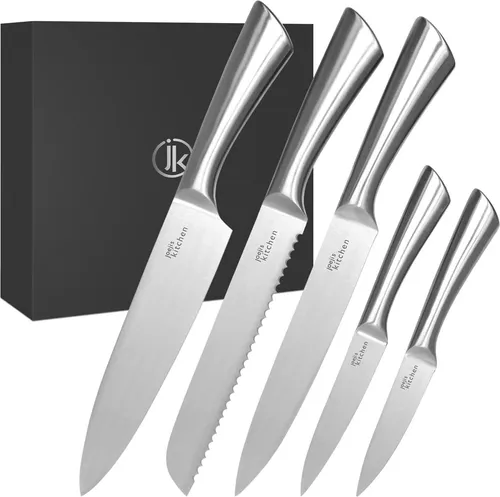 Joeji's Kitchen 5-in-1 Messerset aus Edelstahl - Küchenmessersets - Hochwertiges 5-in-1 Set mit scharfen Messern für vielseitige Anwendungen in der Küche, ideal für Profis und Hobbyköche.