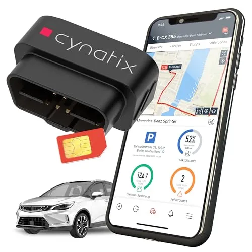 Cynatix GPS Tracker 2-Jahres-Komplettpaket ohne ABO für Auto, LKW, Transporter, Wohnmobil mit Echtzeit-Ortung Live Tracking inkl. SIM-Karte