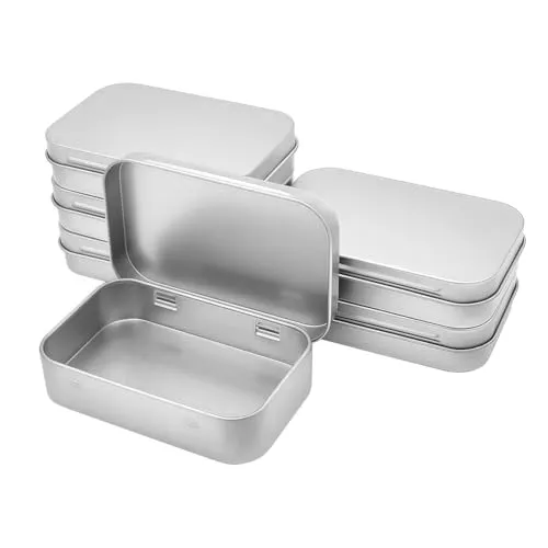 WESTKAIBA 6er Blechdose Kleines leeres, tragbare Mini-Aufbewahrungsbox, Aufbewahrungskoffer aus Metall mit Klappdeckel, 3,74 * 2,36 * 0,78 Zoll, für Geld Münze Süßigkeiten und Schlüssel, Silber